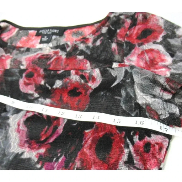 Perceptions New York Short Sleeve Red Black Floral Lace Midi Dress Size Med NWT - Picture 8 of 10